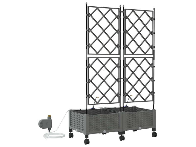 Jardinière - porte-plante de jardin avec irrigation et roues 2 pcs gris clair - Conforama D