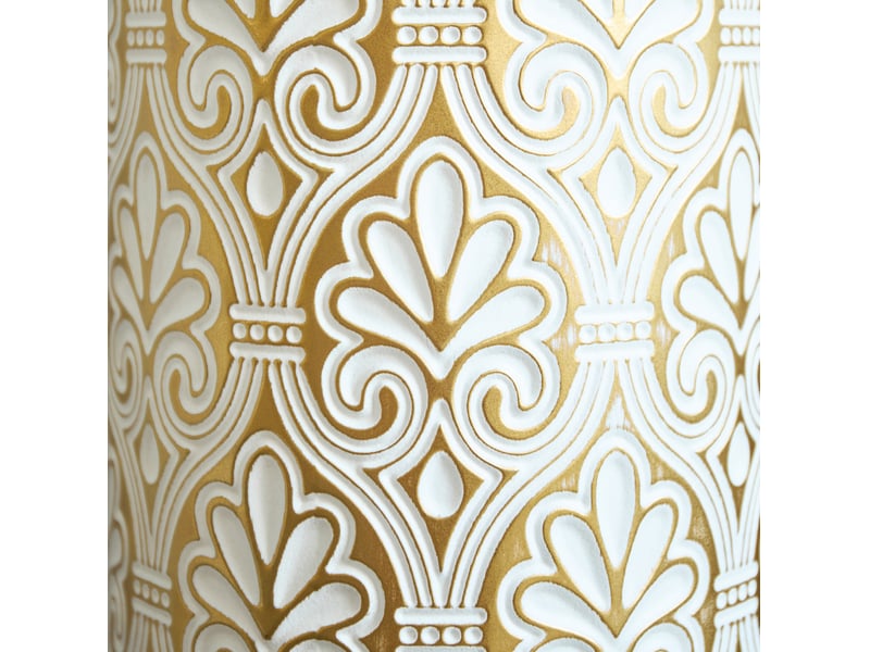 Lot de 3 vases de sol 506683 cm – doré et blanc – métal à décor blanc, pour plantes et fleurs séchées - Conforama D