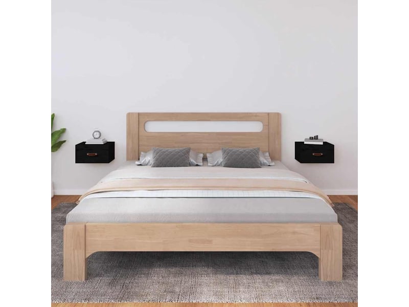  Lot de 2 table de chevet murales, table d'appoint noir 40x29,5x22 cm  - Conforama B
