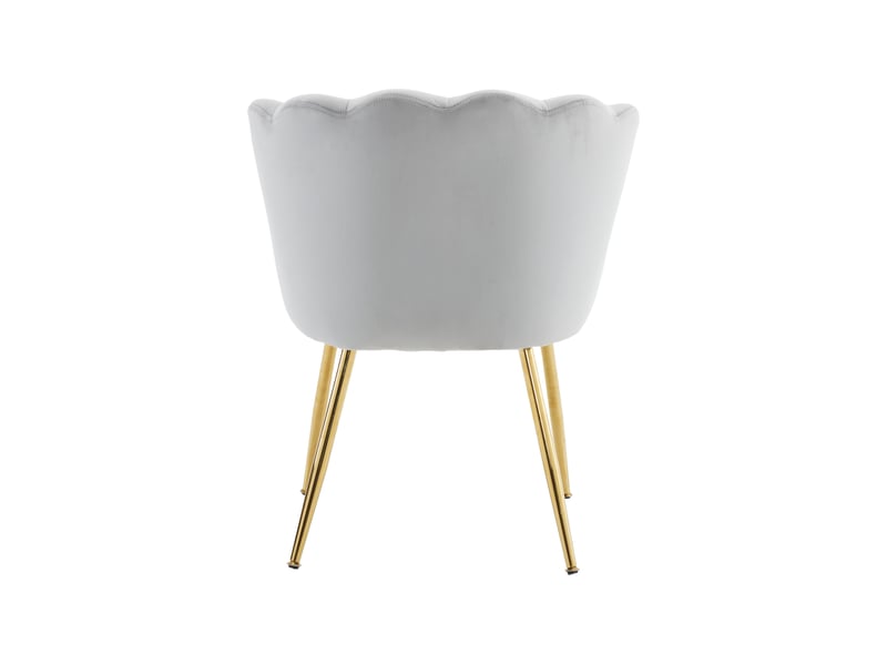  Fauteuil moderne en velours, dossier pétale, pieds métal doré et coussin papillon  - Conforama E