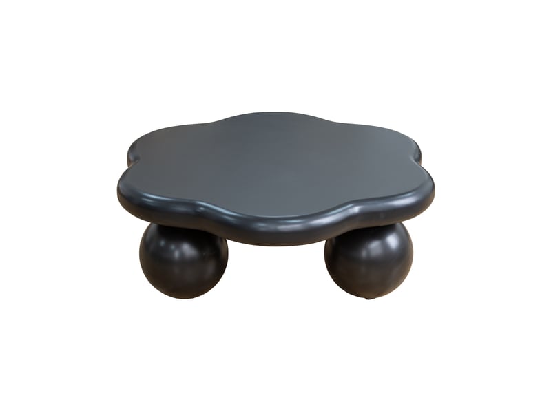  Table basse 79x79x31 cm, noir mat, en mdf, forme nuage, épuré  - Conforama A