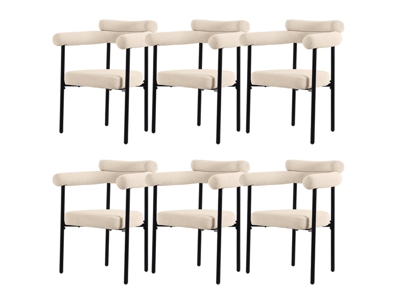  Chaises de salle à manger lot de 6 ergonomiques  - assise large rembourrée, suédine beige 70 × 62 × 84 cm  - Conforama A