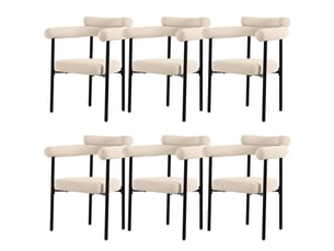 Chaises de salle à manger lot de 6 ergonomiques  - assise large rembourrée, suédine beige 70 × 62 × 84 cm