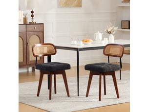 Chaise de salle à manger pivotante 360° lot de 2 chenille noire evryae