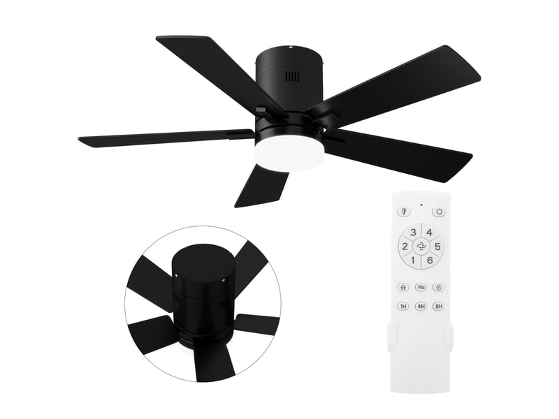  Ventilateur de plafond avec lumière led, 6 vitesses de ventilation, éclairage tricolore,noir  - Conforama A