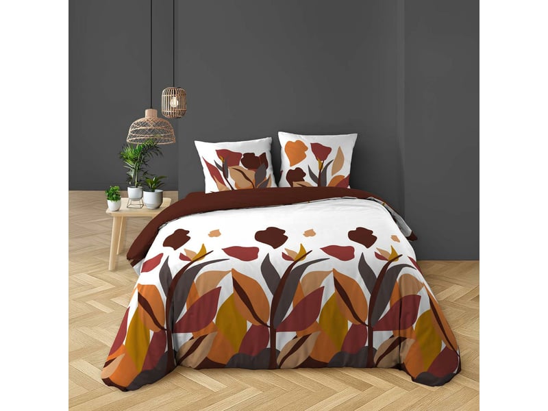  Parure de lit 240 x 220 cm 100% coton 57 fils paloma + drap housse 140 x 190 cm caramel  - Conforama B