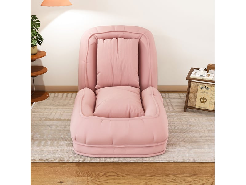  Canapé-lit pliable 180x90 cm réglable 5 positions avec 2 coussins en métal rose sans matelas  - Conforama C