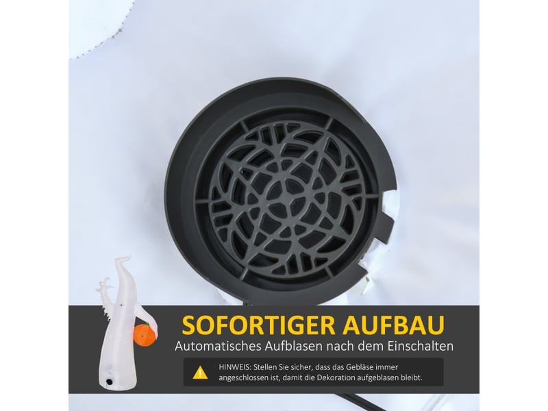 Décoration gonflable d’halloween avec led, fantôme et citrouille, en polyester blanc pour intérieur et extérieur - Conforama E
