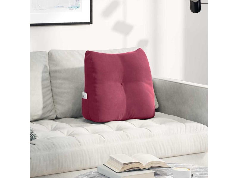 Coussin de dos, coussin de dossier bordeaux 45 x 24 x 50 cm velours cf54598 - Conforama B