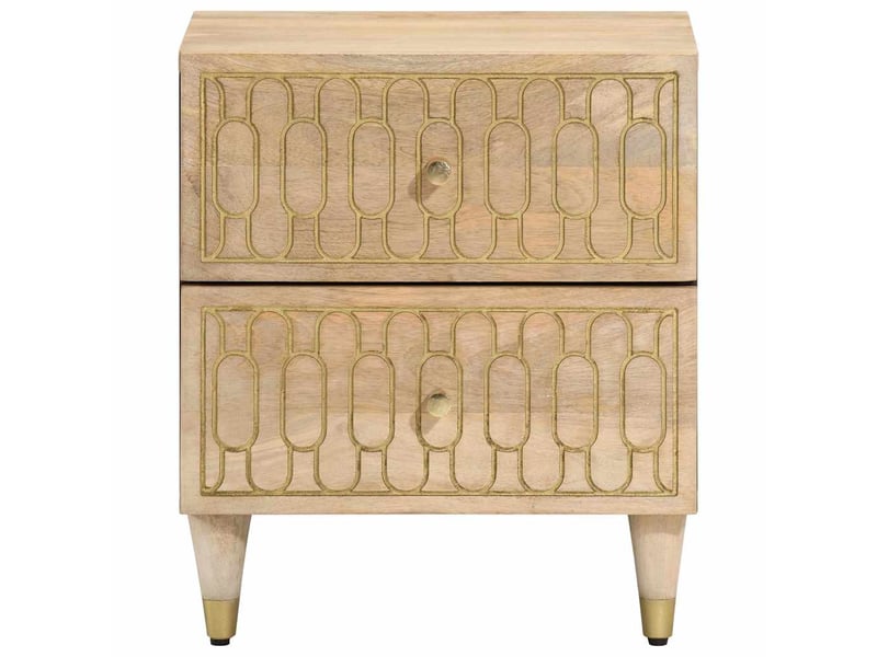  Lot de 2 tables de chevet - cabinet de chevet - table de nuit 40x33x46 cm bois de manguier solide  - Conforama D