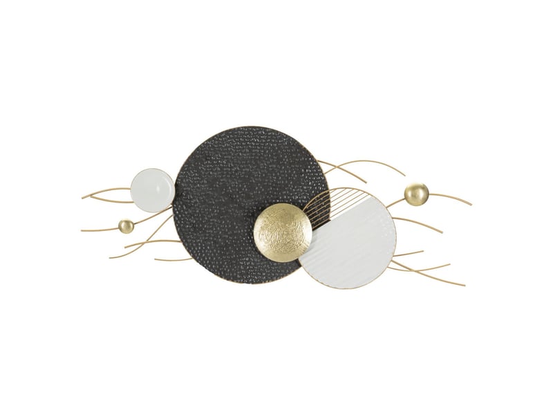  Panneau mural boly en fer avec disques abstraits or, noir et blanc  - Conforama A