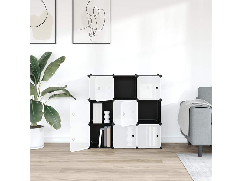 Cubes de rangement 9 pcs avec portes noir pp shl7576 - Conforama C