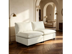 Canapé droit fixe WISHDOR  2 places Coton / Polyester beige