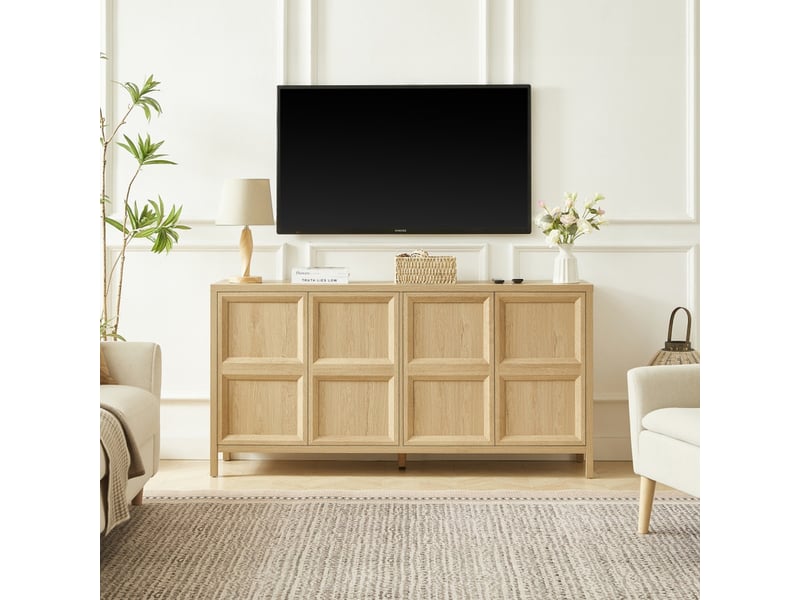  Buffet, 160 x 40 x 80 cm, armoire de rangement avec ouverture tip-on, commode, marron  - Conforama D