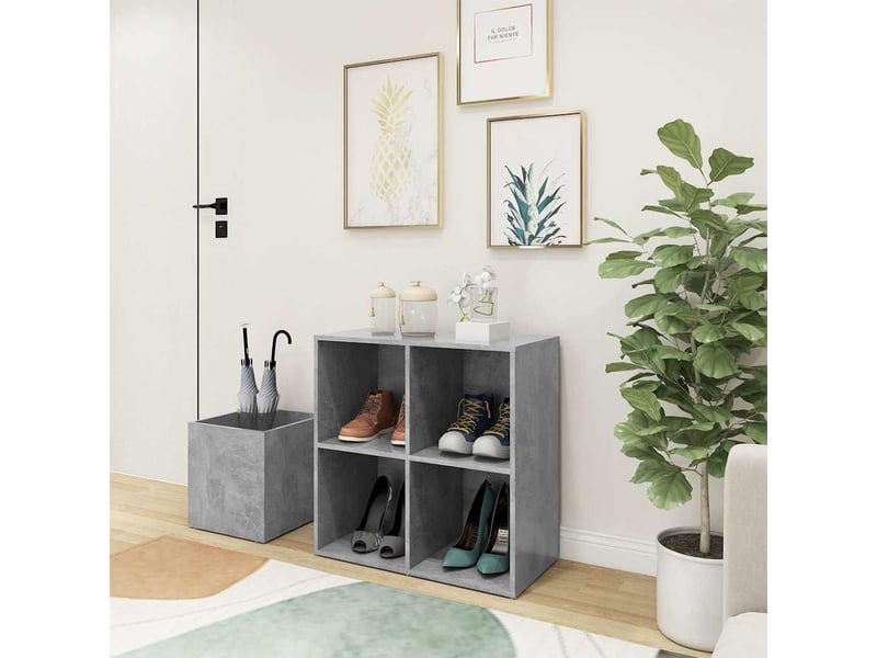  Meuble à chaussure, armoire à chaussures d’entrée gris béton bois ingénierie  - Conforama B