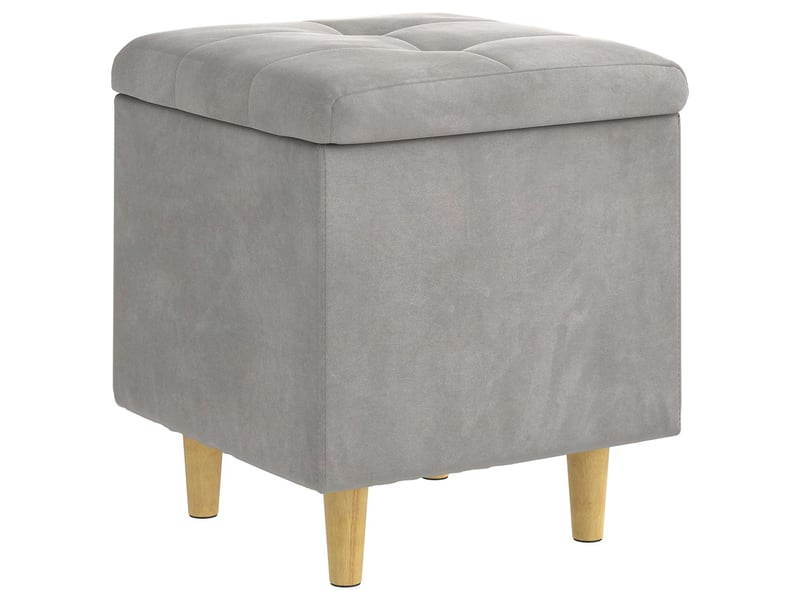  Ottoman, repose pied salon avec rangement gris clair 40x40x45 cm velours  - Conforama A