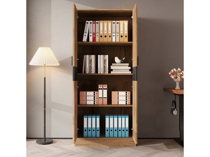  Armoire de rangement 60x35x160 cm, meuble de rangement en bois avec étagères réglables, portes à fermeture douce, bibliothèque pour bureau salon et entrée  - Conforama C
