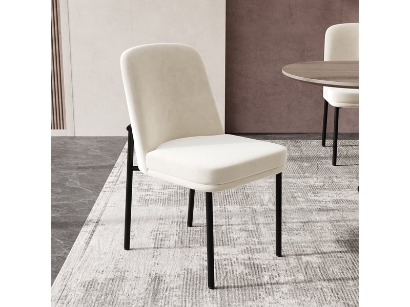  Lot de 4 chaises en velours coloris beige chaise beige - Conforama D
