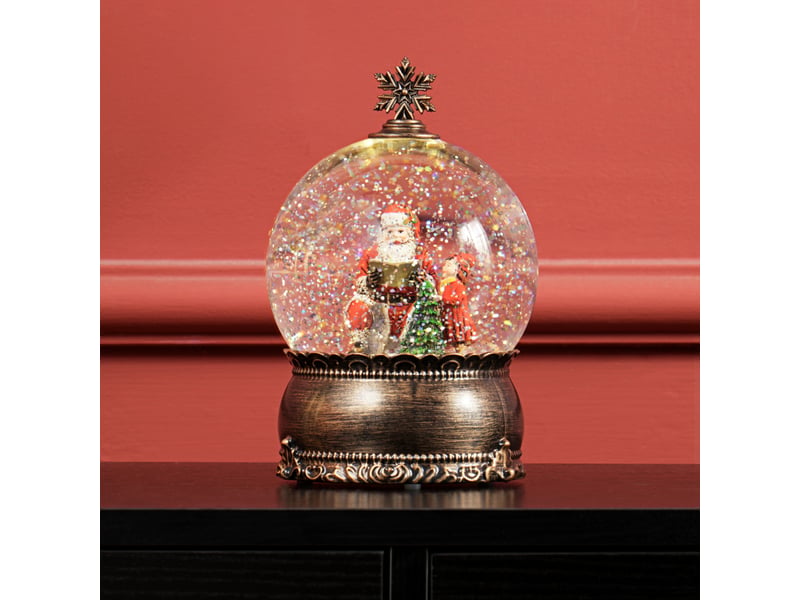  Boule à neige de noël avec musique et lumières, scène du père noël et de l'enfant, pour décoration de noël, cadeau de fête, bronze  - Conforama D