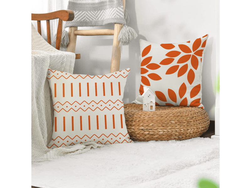  Lot de 4 housse de coussin - lot de 4 orange 45 x 45 cm d'oreiller taies d'oreiller décoratives pour la en plein air d'oreiller en  - Conforama C