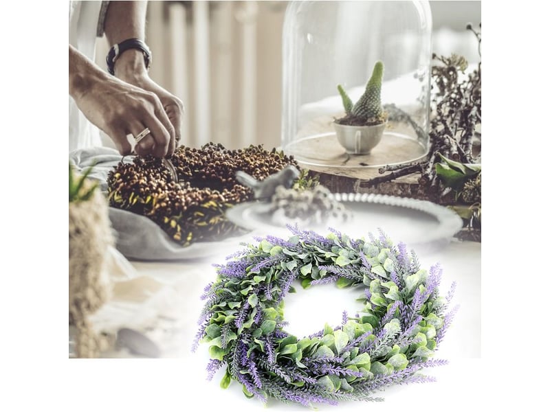  Couronne de fleurs de lavande artificielle pour porte - décoration de mariage et fenêtre  - Conforama D