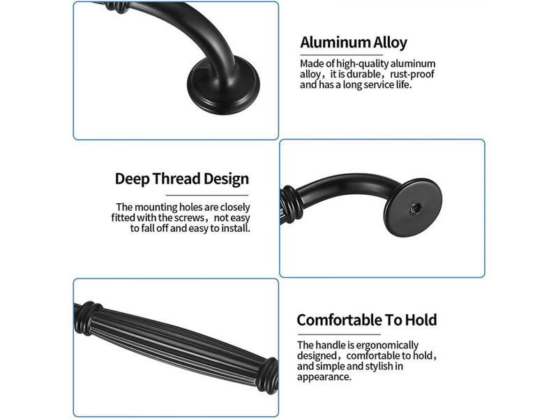  Jeu de 8 poignées de porte pour meubles, poignée moderne en alliage d'aluminium de 96mm pour tiroirs et armoires avec vis  - Conforama B