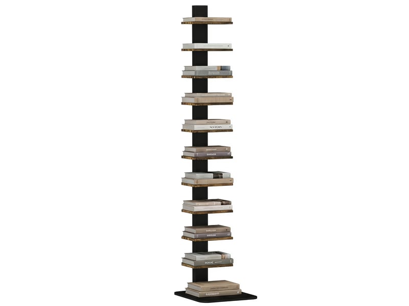  Bibliothèque moderne gain de place à 11 niveaux, 34,5 x 41,5 x 163,5 cm, marron rustique  - Conforama A