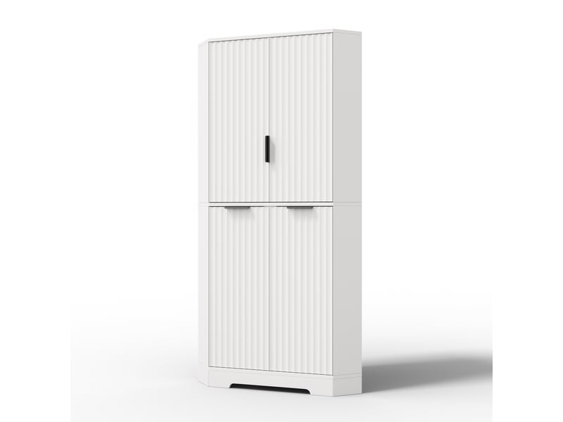 Armoire d’angle avec 4 portes et étagères réglables, 60 x 60 x 172 cm - Conforama E