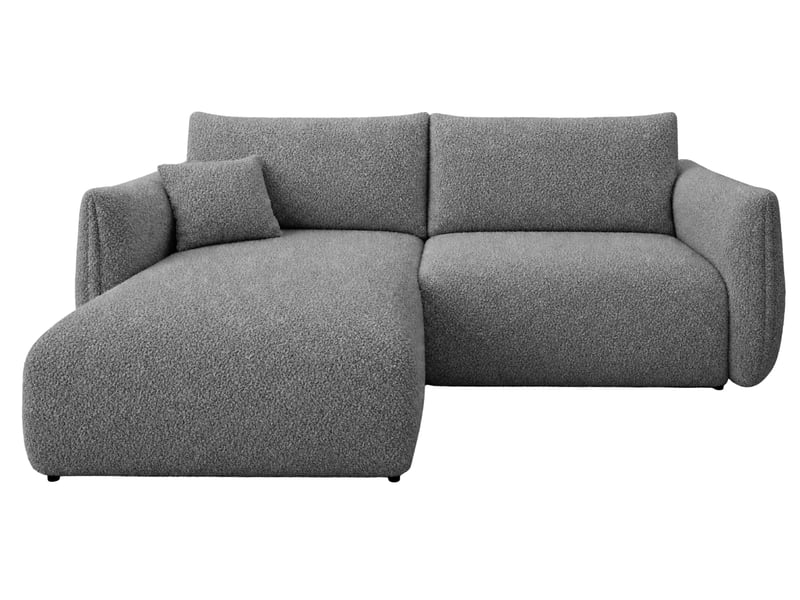 Elio mini - canapé d'angle convertible tissu bouclette 3 places gris - Conforama A