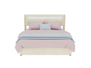 Lit coffre moderne minimaliste avec tête de lit rembourrée led beige 160x200cm sommier coffre haut avec vérin gaz matelas inclus