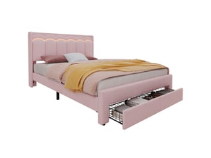 Lit avec rangement 140x200 cm <strong></strong> <strong></strong> coloris rose
