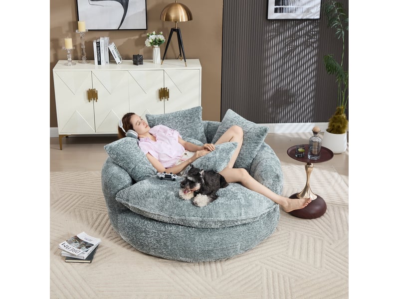  Canapé-lit tcqpz convertible 190,5 x 138 x 63 cm avec coussins polyester gris bleuté  - Conforama D