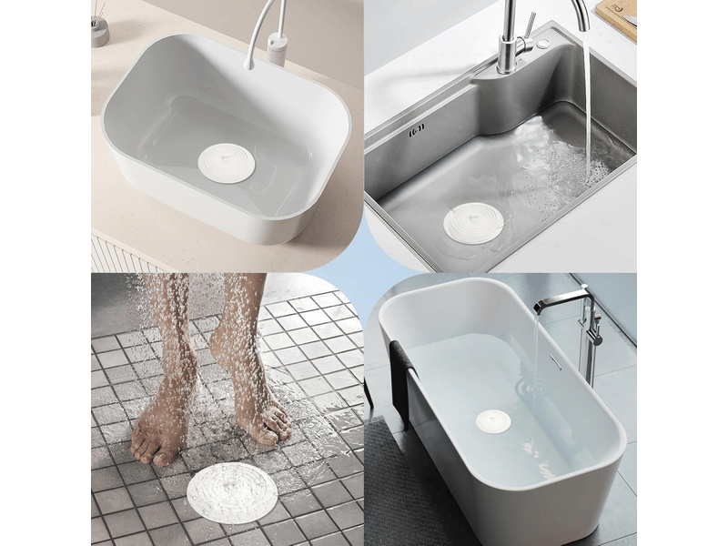  Grand bouchon de vidange en silicone blanc — adapté aux douches, baignoires et éviers — 1 pièce  - Conforama E