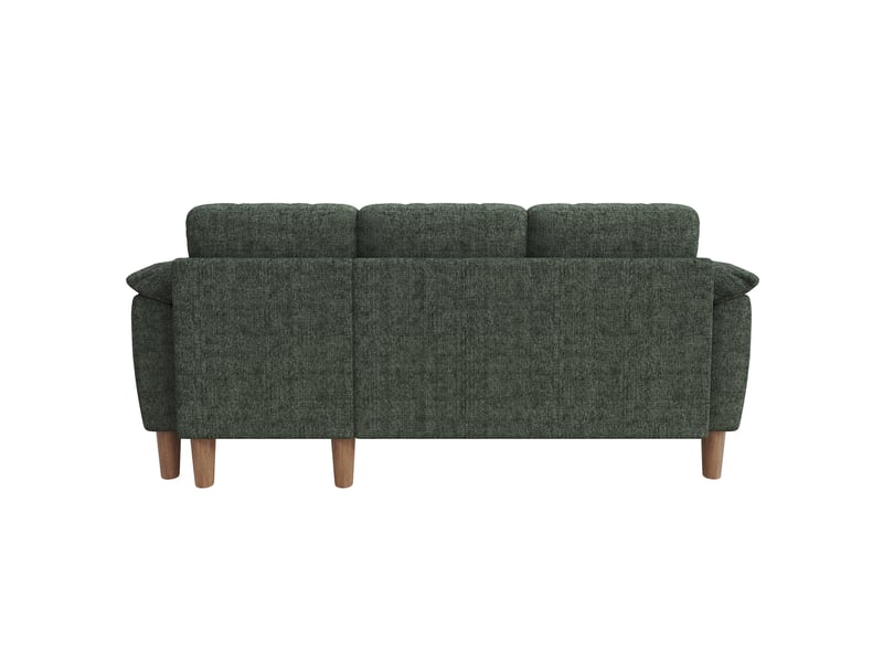 Canapé d'angle l lora vert en chenille 3 places avec méridienne coffre réversible, usbtype-c et coussins  - Conforama E