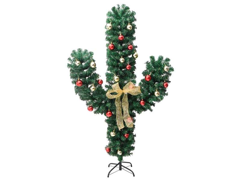  Cactus de noël - arbre de noël avec support et led vert 180 cm pvc  - Conforama D