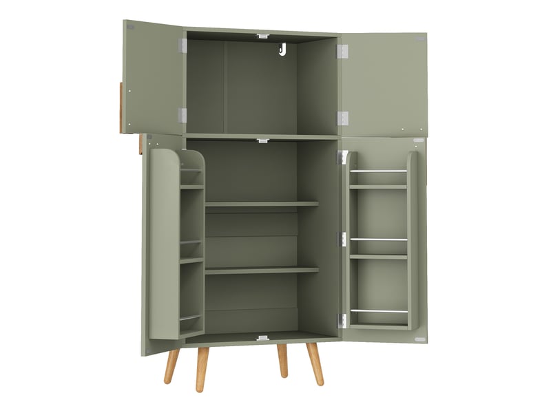 Buffet de cuisine haut 60x35x120 cm vert, 4 portes, rangements de porte et étagères réglables Fay Lum - Conforama D
