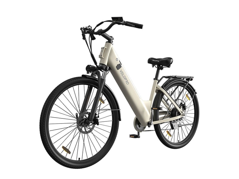 Velopro c1 vélo électrique 250w 36v 13ah 27.5*1.95 cadre ouvert adulte vélo de ville pour trajets quotidiens avec porte-bagons arrière écran lcd couleur capteur de vitesse frein à disque mécanique 7 vitesses 25kmh - Conforama A