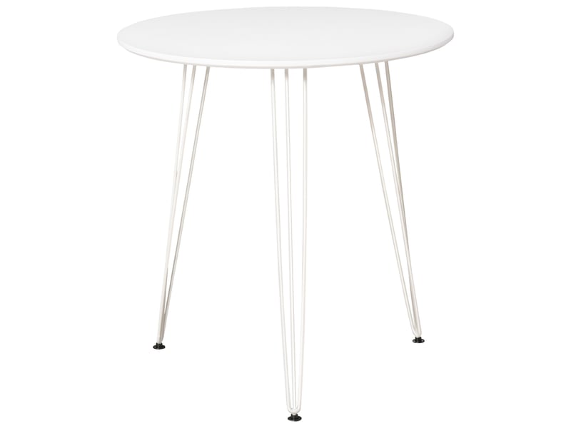  Table ronde, pieds métal épingle à cheveux, nordique moderne, cuisinesaloncafébar, ø70x75 cm, blanche.  - Conforama A