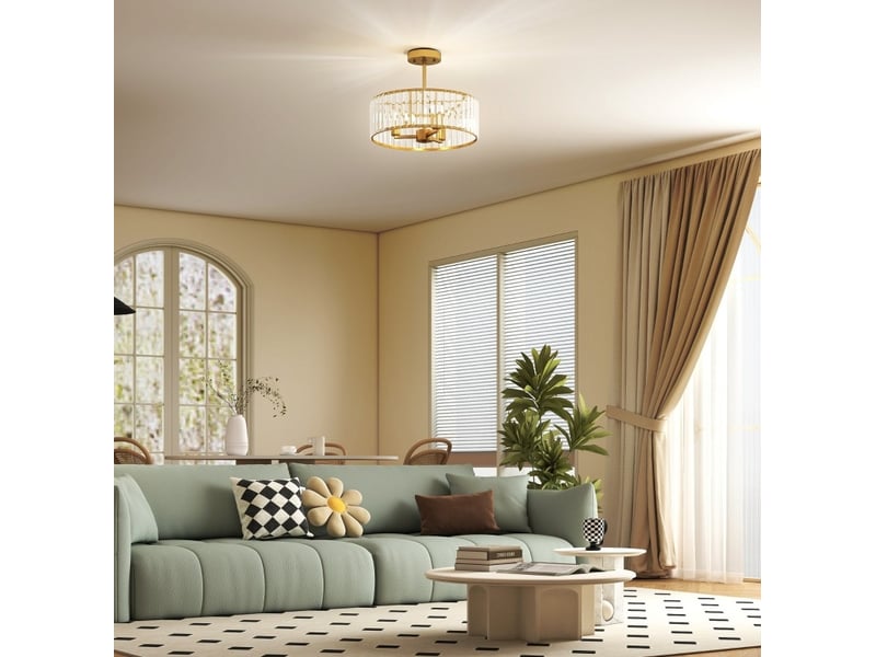  Plafonnier 39x32 cm 3 douilles e14 métal doré  - Conforama B