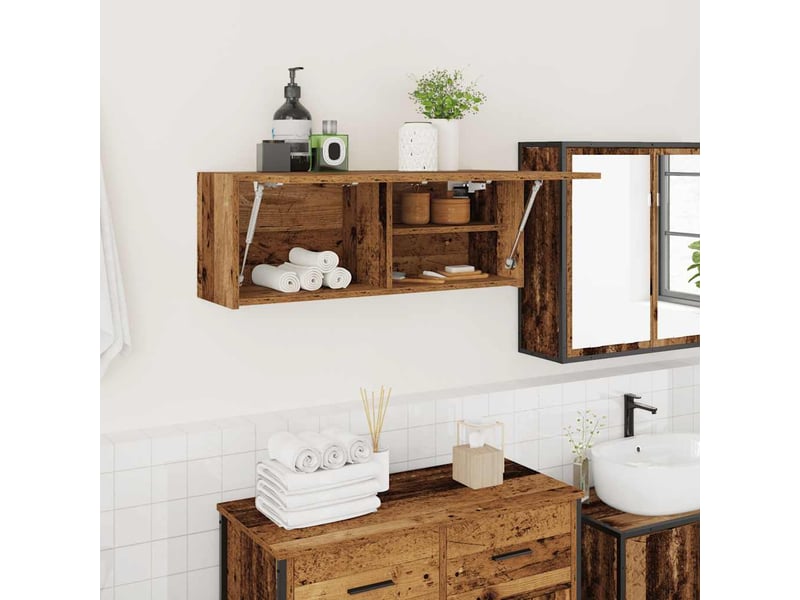  Armoire murale de bain, meuble de rangement vieux bois 80x25x30 cm bois d'ingénierie  - Conforama B
