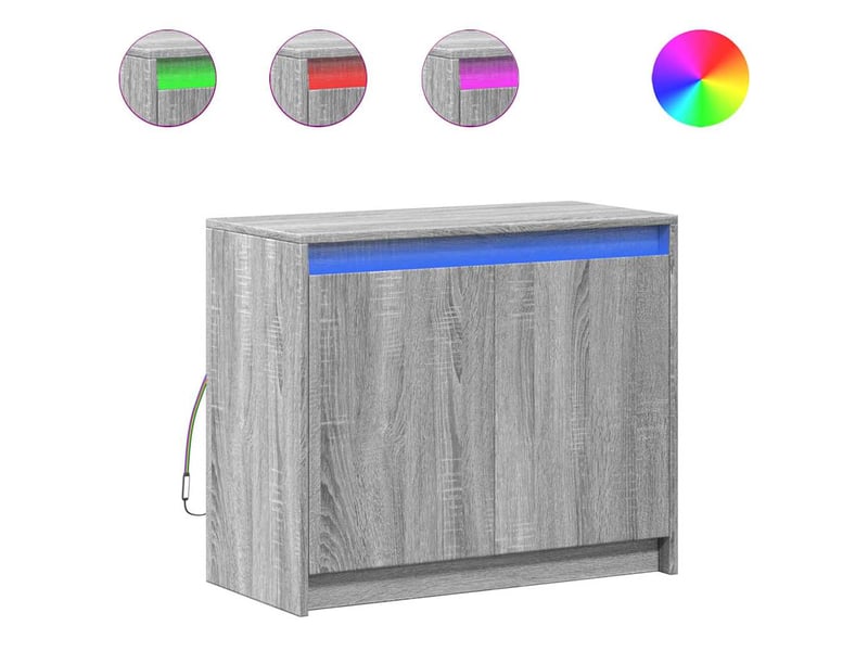 Buffet - bahut - meuble de rangement avec led sonoma gris 72x34x61 cm bois d'ingénierie - Conforama A