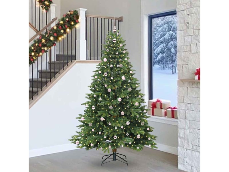  Sapin de noël artificiel, arbre de noël avec 300 led vert 240 cm pe et pvc shl6547  - Conforama B