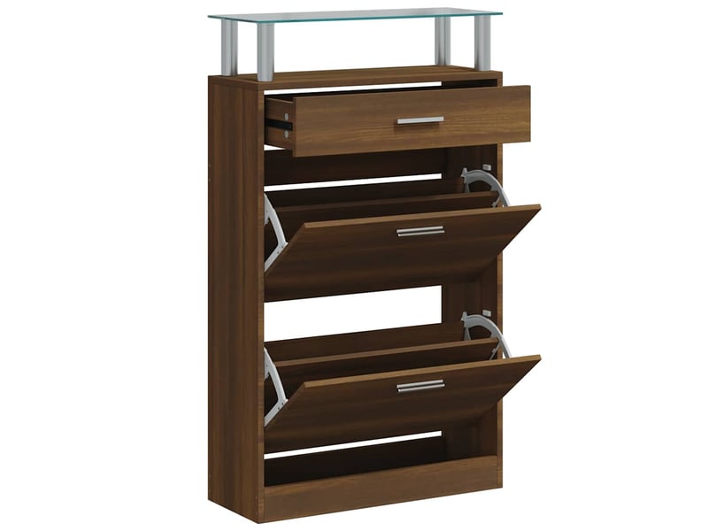  Meuble à chaussure | armoire à chaussures chêne marron 63x24x104cm bois d'ingénierie  - Conforama C