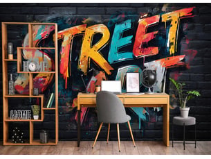 Papier peint panoramique intissé garçon graffiti coloré - 350x250 cm - papier peint enfant