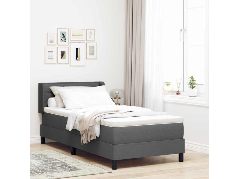  Lit adulte, lit simple, lit à ressorts avec coussin gris foncé 190x90cm tissu cf16790  - Conforama B