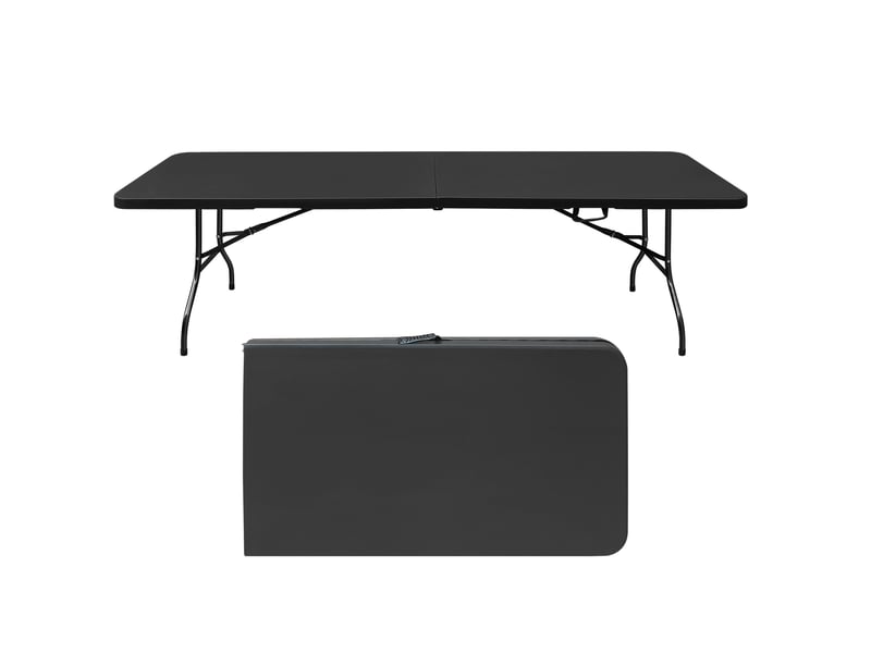  Table de jardin pliante 244 x 76 x 73,6 cm noire, en plastique et acier, avec poignée de transport  - Conforama A