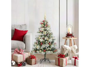 Sapin de noël artificiel, arbre de noël vert et blanc 120 cm shl3766
