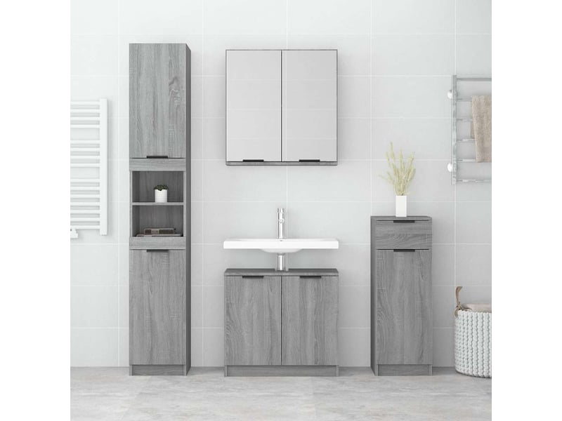  Ensemble d'armoires de salle de bain 4 pcs sonoma gris cf63026  - Conforama C