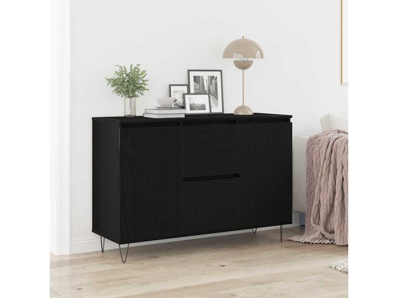 Buffet - bahut - meuble de rangement chêne noir 101,5 x 35 x 70 cm bois d'ingénierie - Conforama B