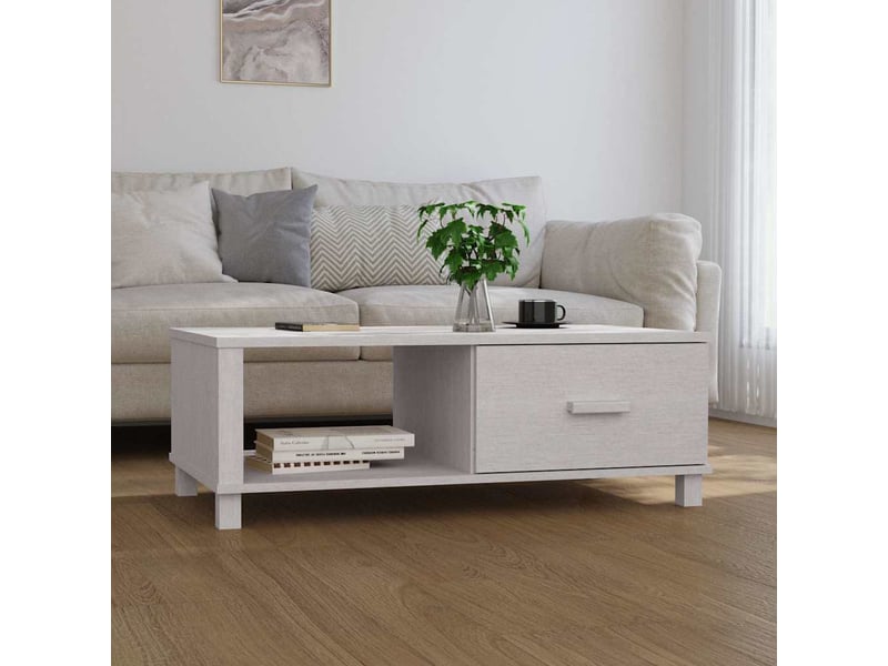  Table basse - table de salon - table à thé hamar blanc 100x55x35 cm bois massif de pin  - Conforama B